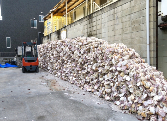 漁港のフォークリフト